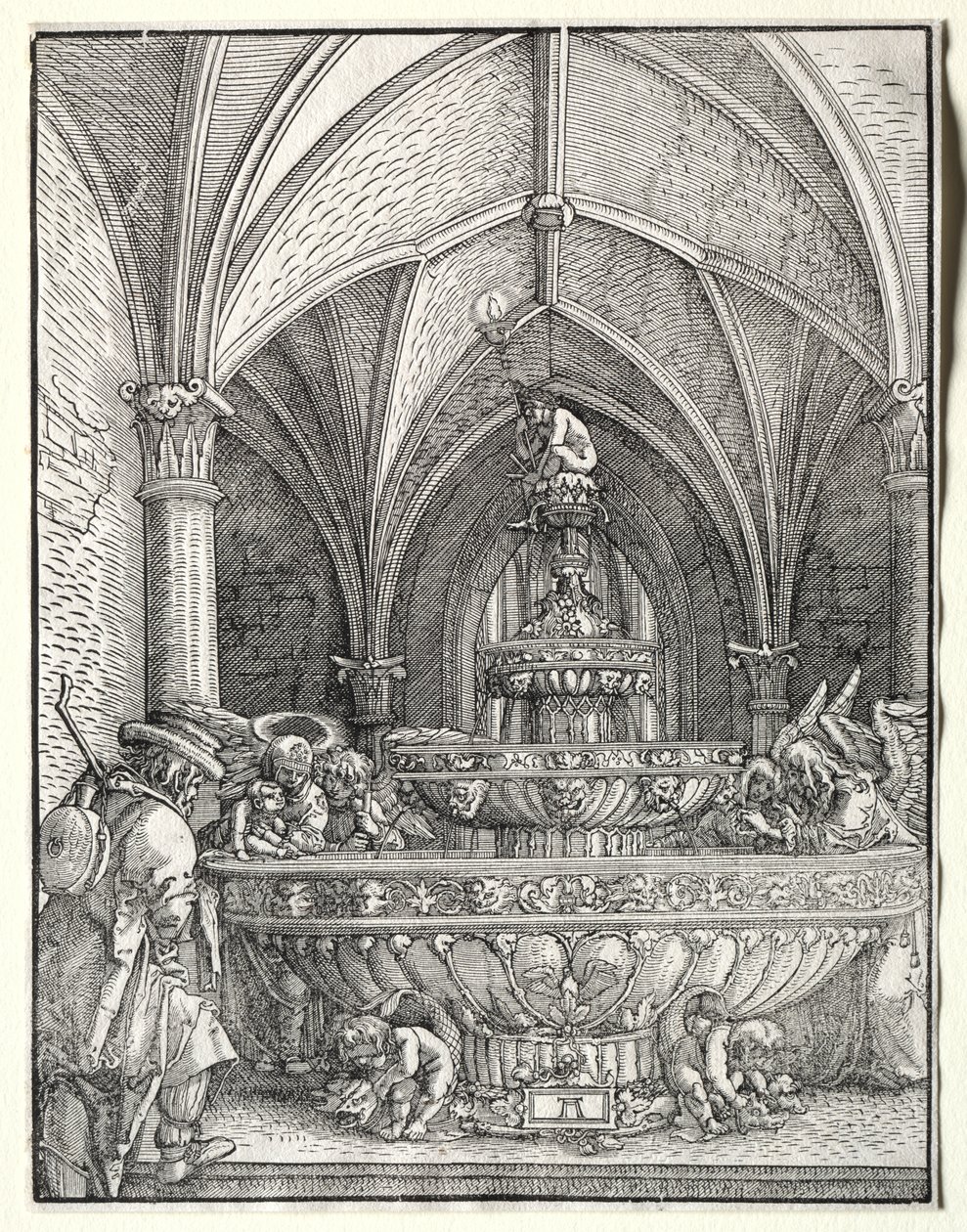 Die Heilige Familie auf der Flucht nach Ägypten an einem Brunnen von Albrecht Altdorfer