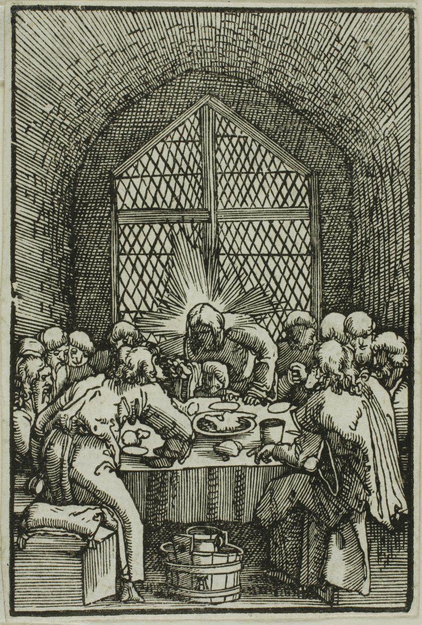 Das letzte Abendmahl, aus Der Fall und die Erlösung des Menschen von Albrecht Altdorfer
