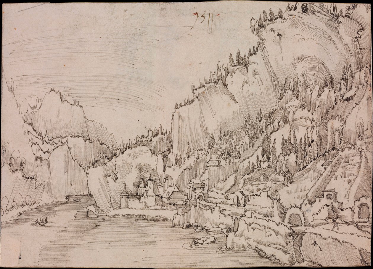 Ansicht von Sarmingstein an der Donau (Österreich) - Zeichnung von Albrecht Altdorfer (um 1480-1538) von Albrecht Altdorfer