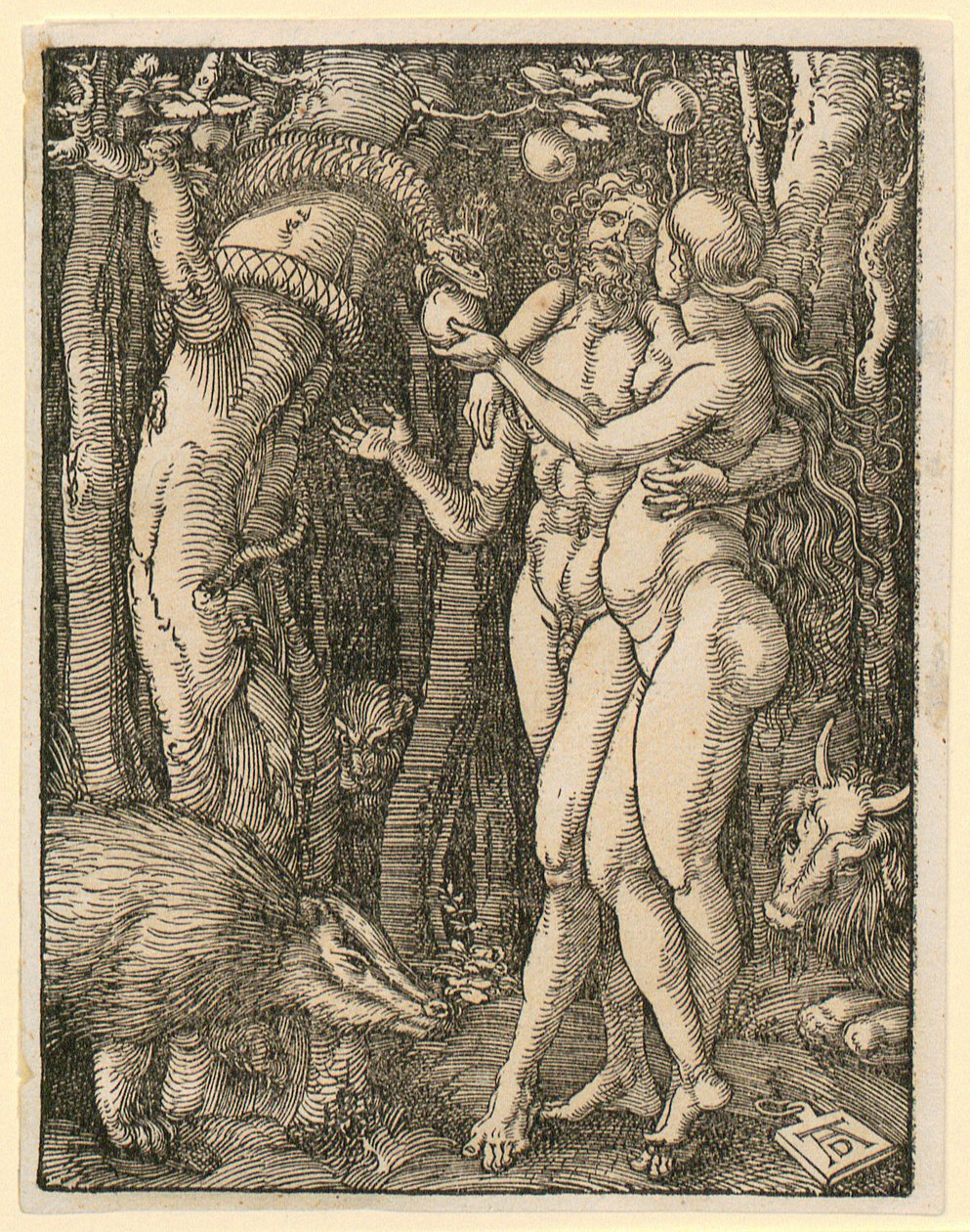 Adam und Eva, Blatt 2 der Folge „Kleine Holzschnitt-Passion“ von Albrecht Dürer