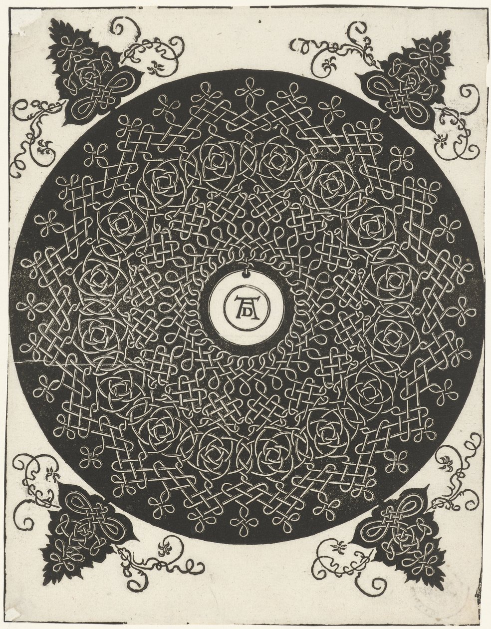 Stickmuster mit rundem Schild von Albrecht Dürer