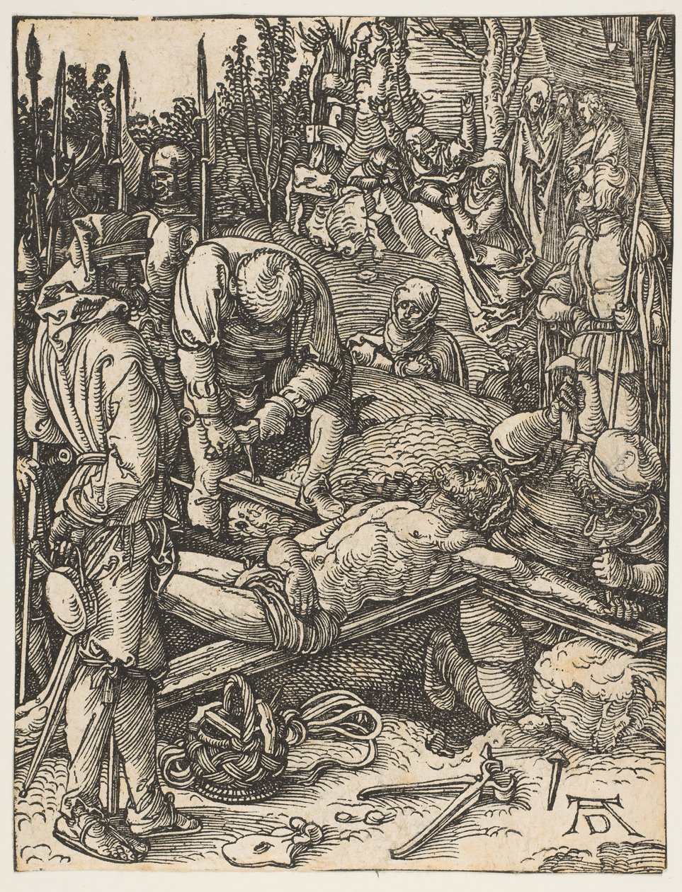 Christus ans Kreuz genagelt (aus Die Kleine Passion, ca. 1509) von Albrecht Dürer