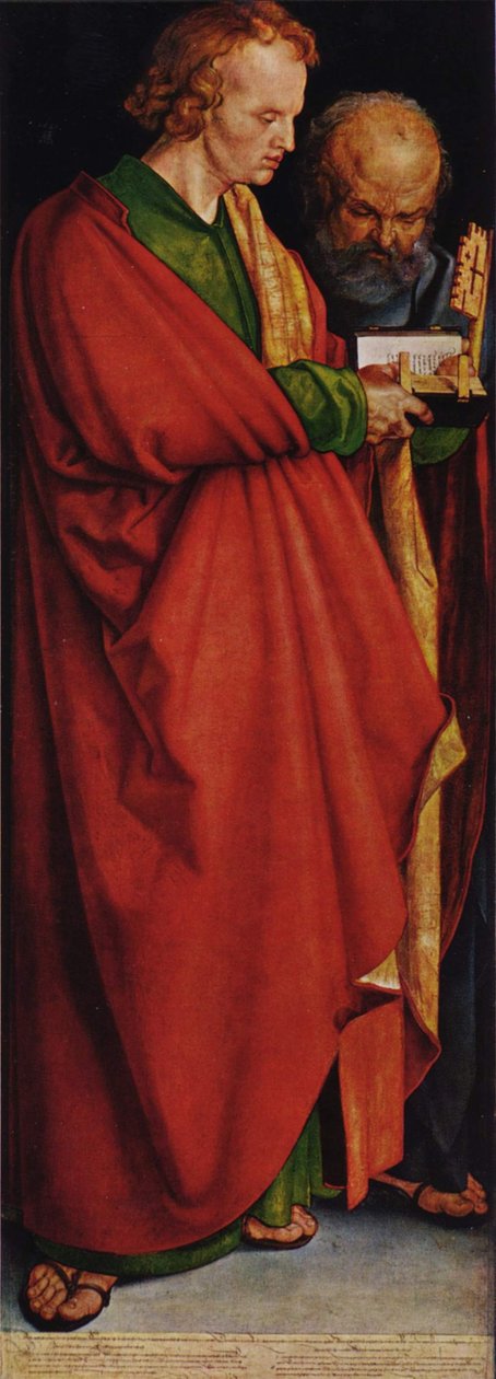 Die Vier Apostel, linker Teil, Szene: Die Heiligen Johannes und Petrus von Albrecht Dürer