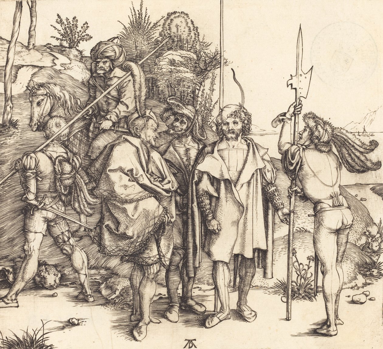 Fünf Soldaten und ein Türke zu Pferd, 1495-1496 von Albrecht Dürer