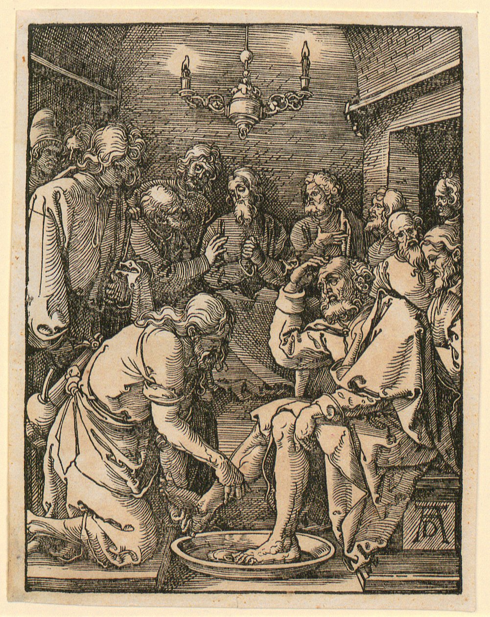 Fußwaschung, Blatt 10 der Folge „Kleine Holzschnitt-Passion“ von Albrecht Dürer