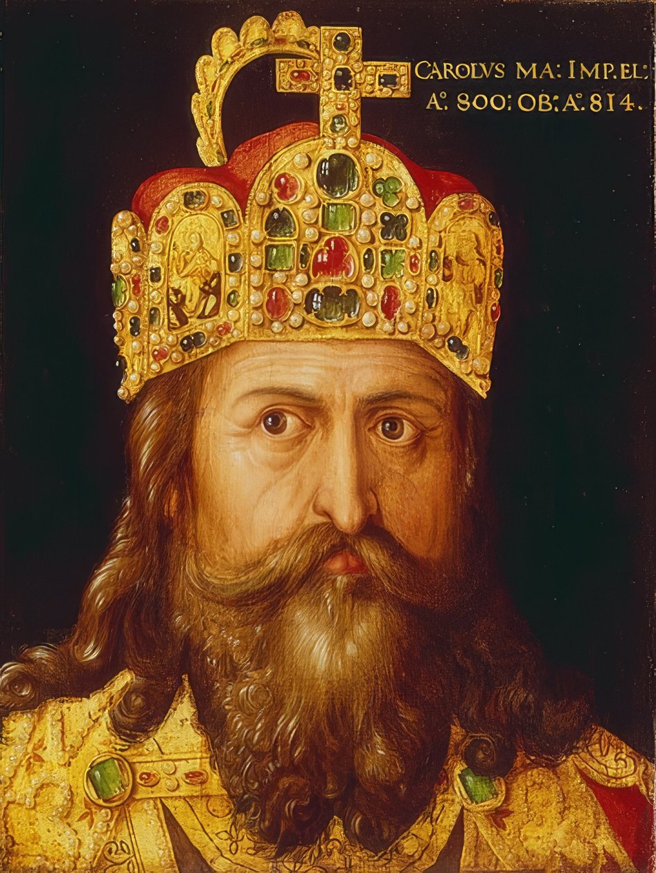 Idealbildnis Kaiser Karls des Großen im Krönungsornat mit der Reichskrone von Albrecht Dürer