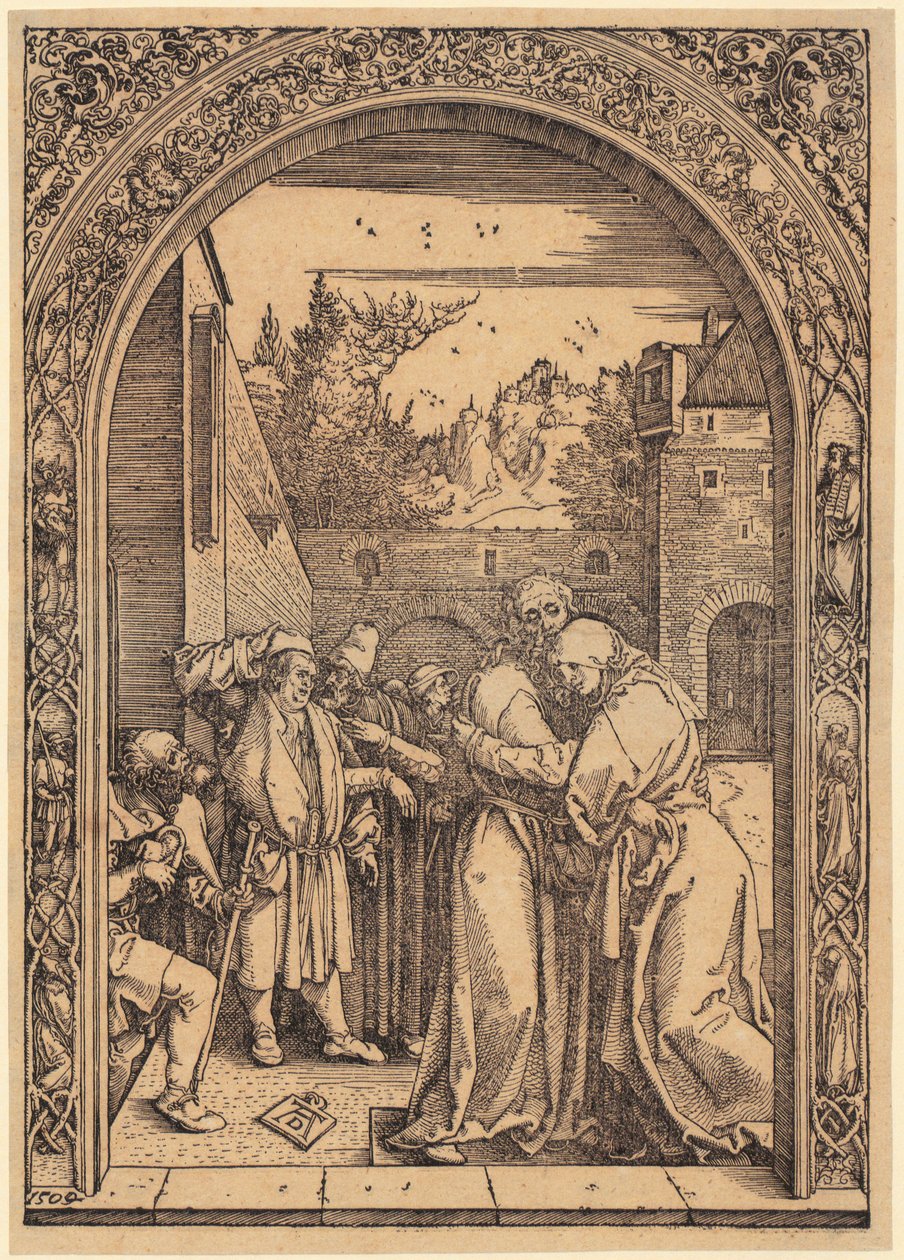 Joachim und Anna unter der Goldenen Pforte, Blatt 4 der Folge "Das Marienleben" von Albrecht Dürer