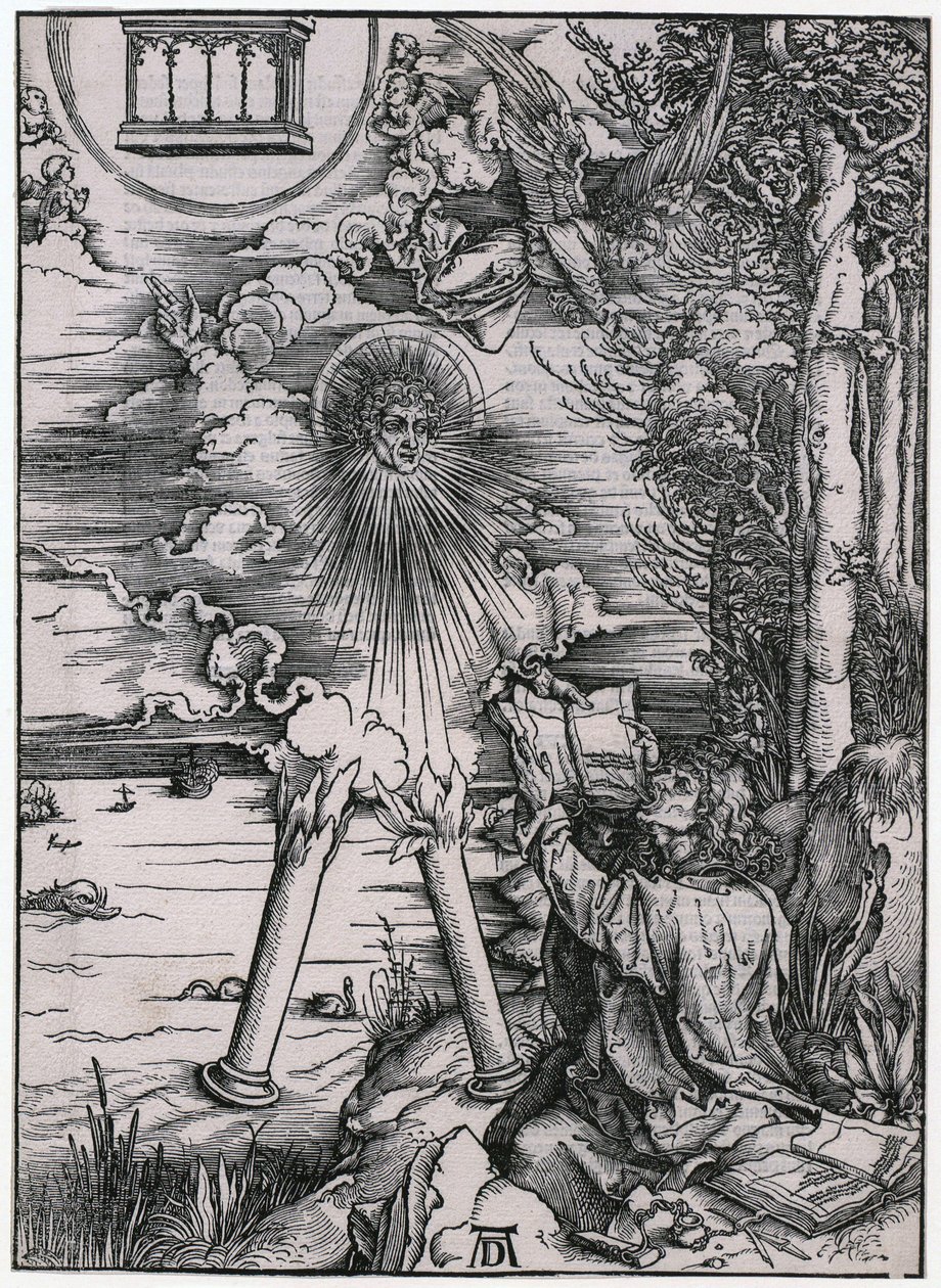 Johannes, das Buch verschlingend / Der „Starke Engel“, VIII. Figur, Blatt 10 der Folge „Die Apokalypse“ von Albrecht Dürer