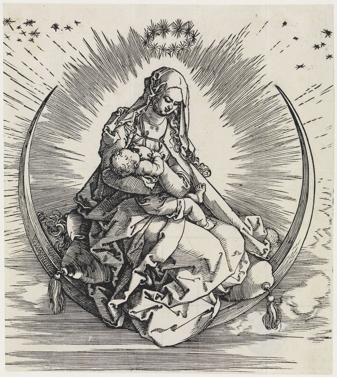 Maria auf der Mondsichel (Titelblatt des Marienlebens) von Albrecht Dürer