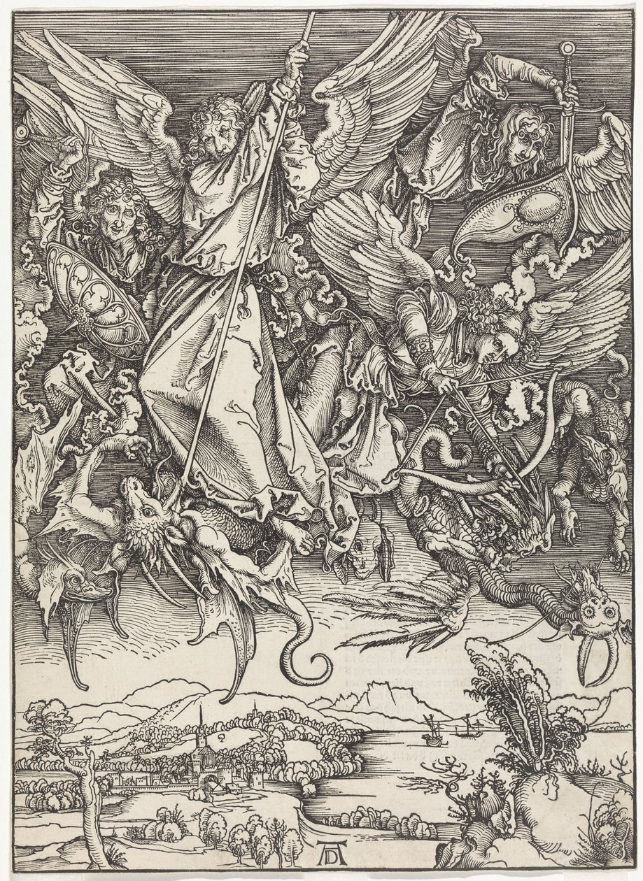 Michael im Kampf mit dem Drachen (Die Apokalypse) von Albrecht Dürer