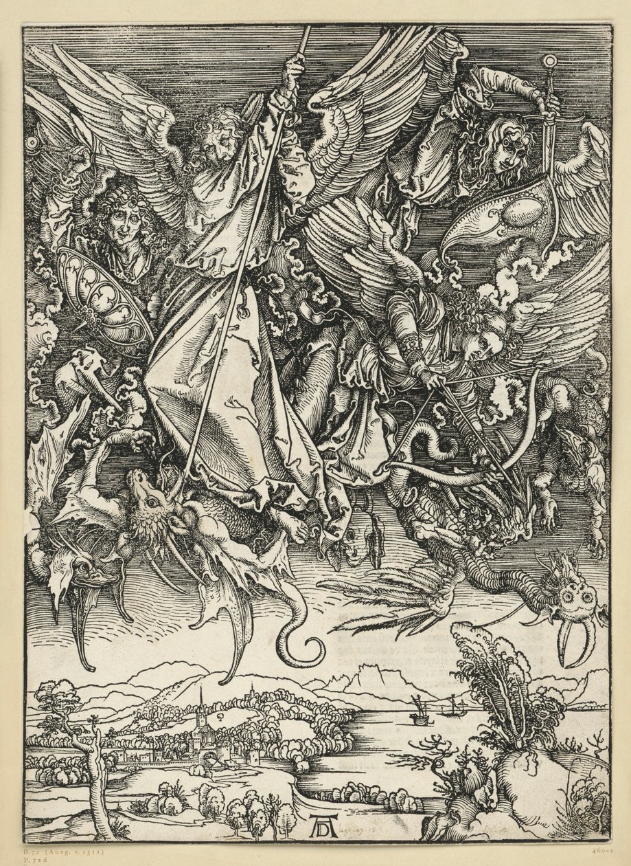 Michaels Kampf mit dem Drachen (Apokalypse) von Albrecht Dürer