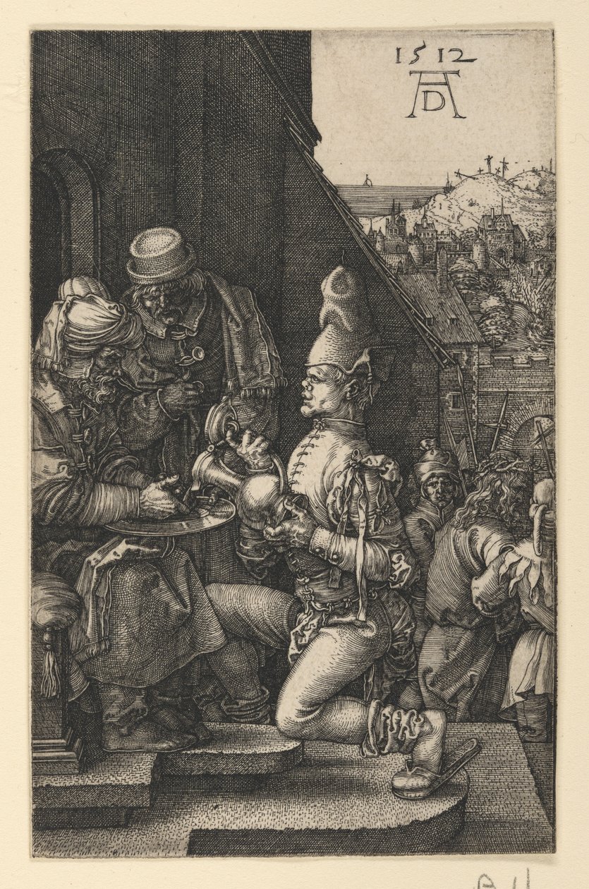 Pilatus wäscht seine Hände, aus der Kupferstichpassion von Albrecht Dürer