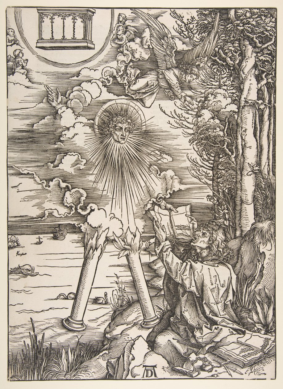 Der heilige Johannes verschlingt das Buch, aus „Die Apokalypse“ von Albrecht Dürer