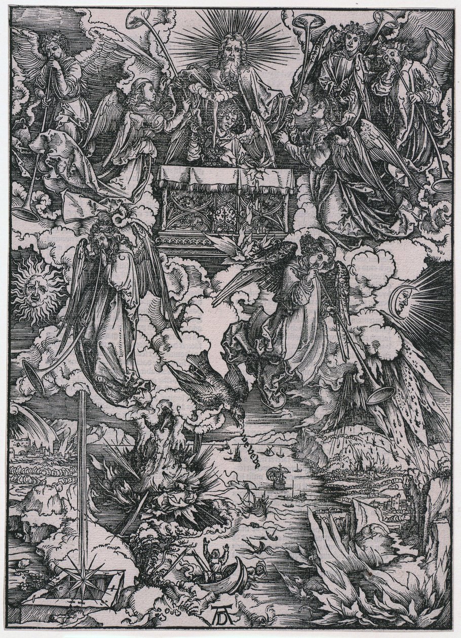 Sieben Posaunenengel, VI. Figur, Blatt 8 der Folge „Die Apokalypse“ von Albrecht Dürer