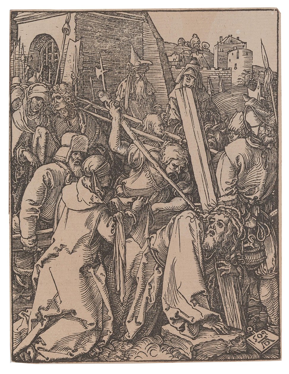 Das Tragen des Kreuzes, aus der Serie Die Kleine Passion von Albrecht Dürer