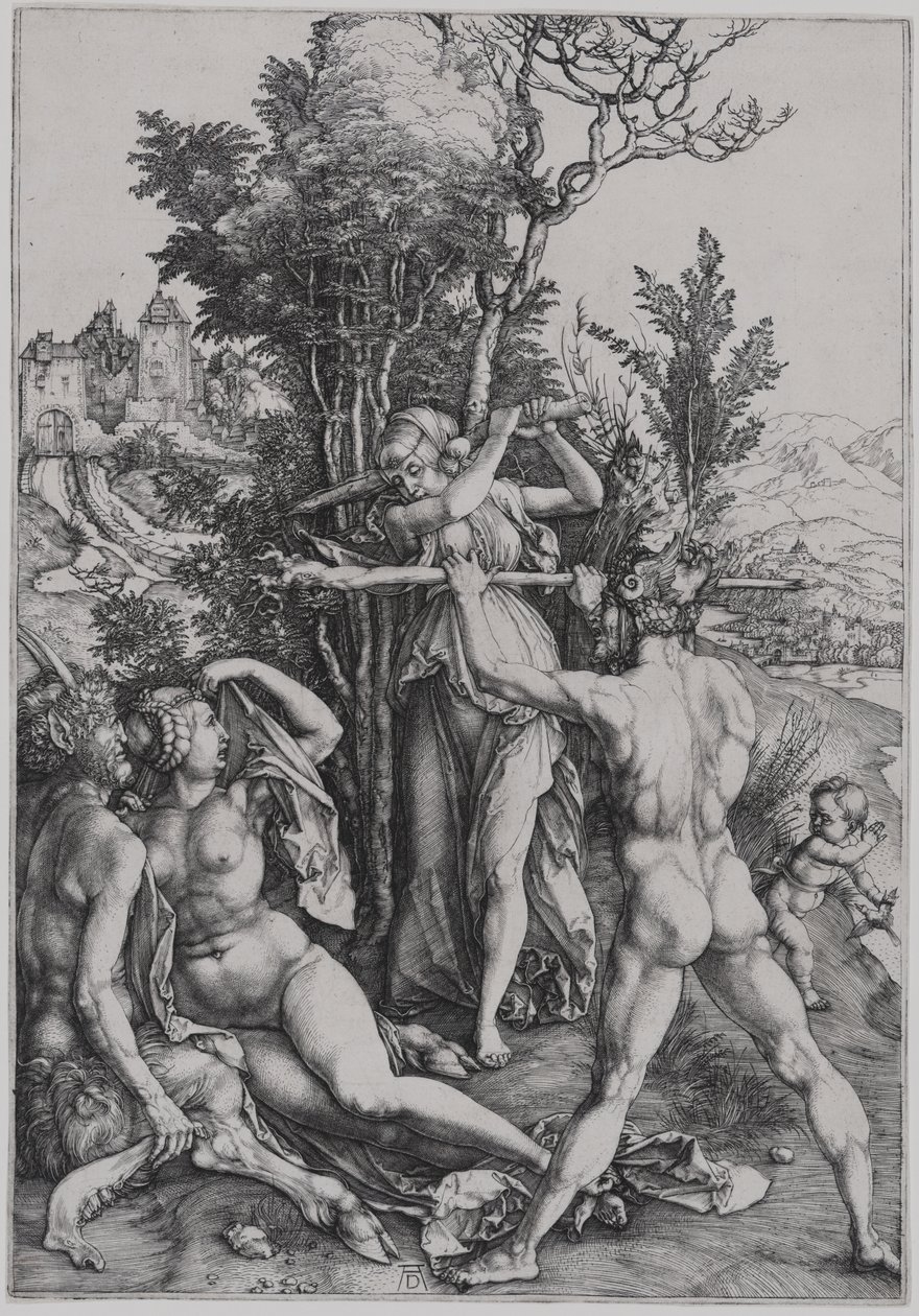 Der Kampf zwischen Tugend und Vergnügen in Gegenwart des Herkules (Herkules am Scheideweg) von Albrecht Dürer