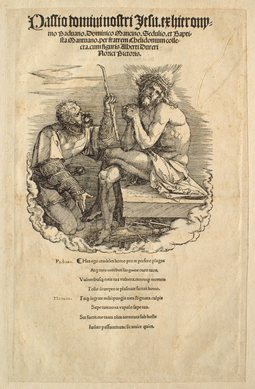 Die Große Passion: Der Schmerzensmann wird von einem Soldaten verspottet von Albrecht Dürer