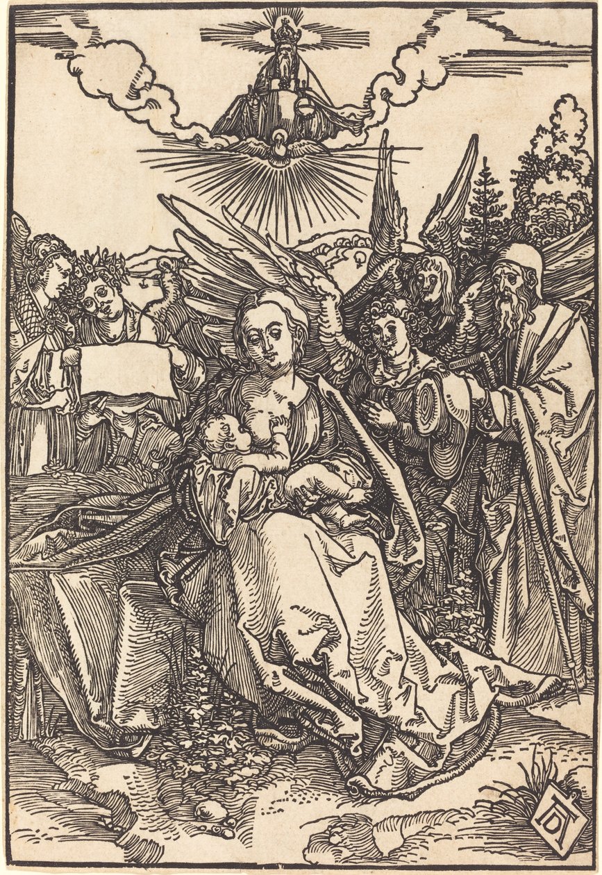 Die Heilige Familie mit fünf Engeln von Albrecht Dürer