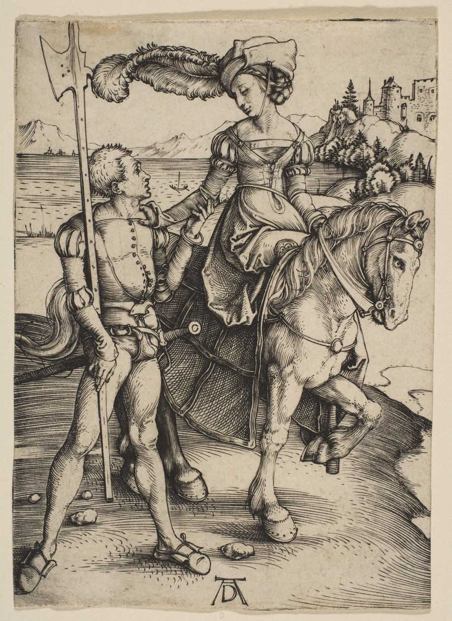 Die Dame zu Pferd und der Landsknecht von Albrecht Dürer