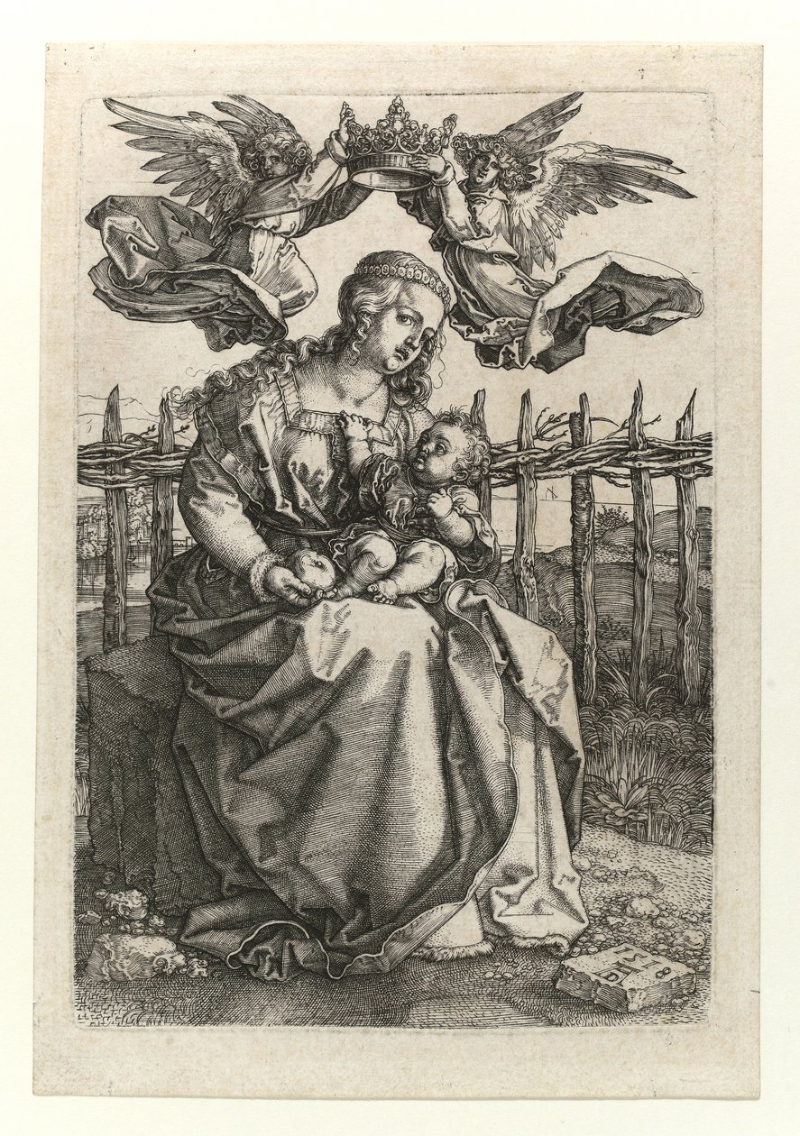 Die Madonna und das Kind, gekrönt von zwei Engeln, 1518 von Albrecht Dürer