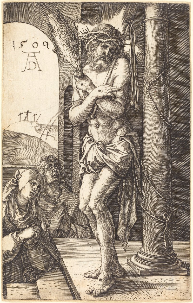 Der Schmerzensmann steht bei der Säule von Albrecht Dürer