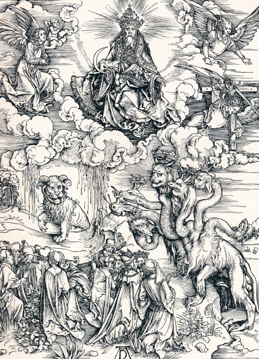 Das siebenköpfige Tier und das Tier mit Lammhörnern von Albrecht Dürer