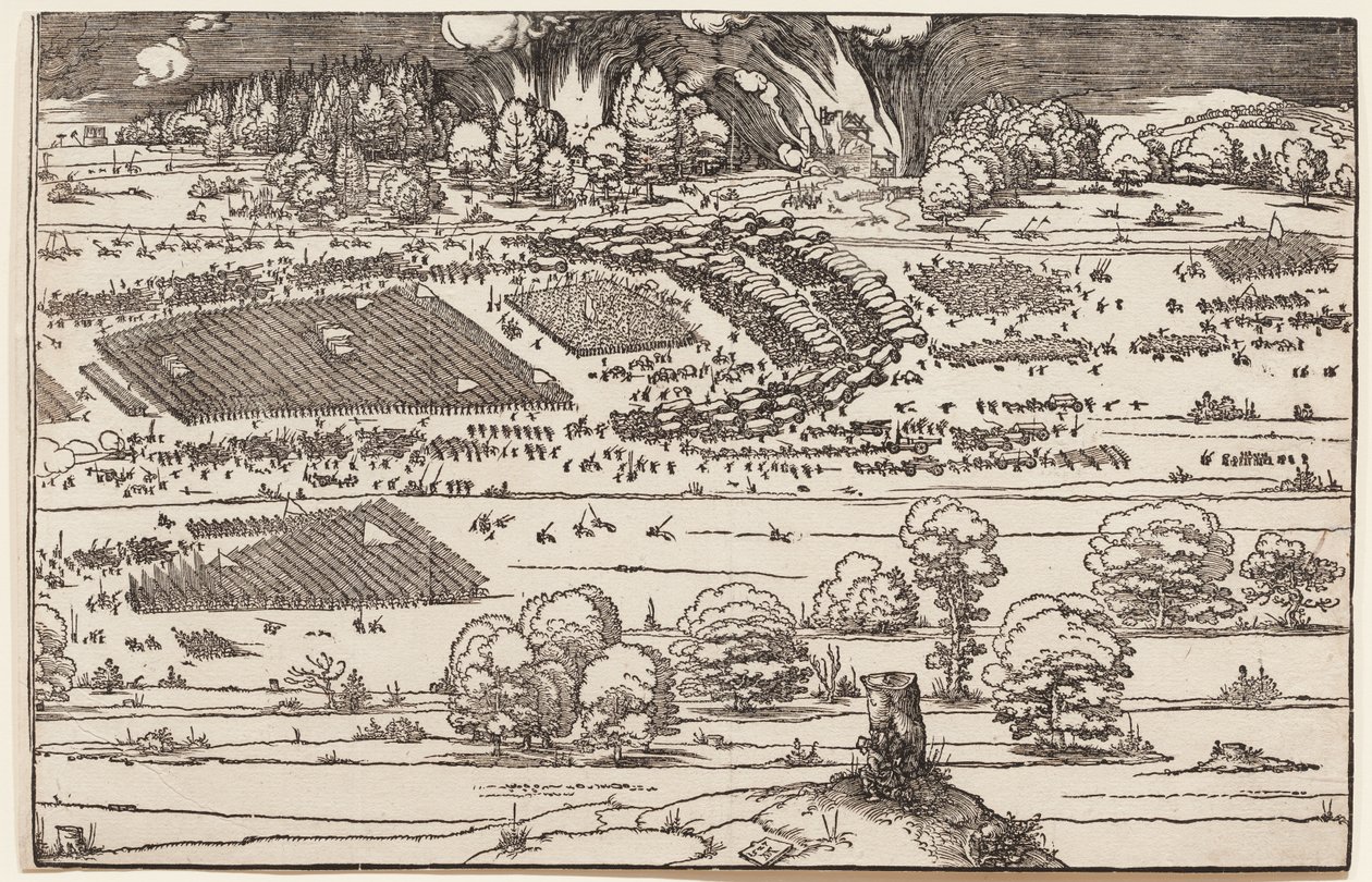Die Belagerung einer Festung (nur die rechte Seite von 2 Blöcken) von Albrecht Dürer