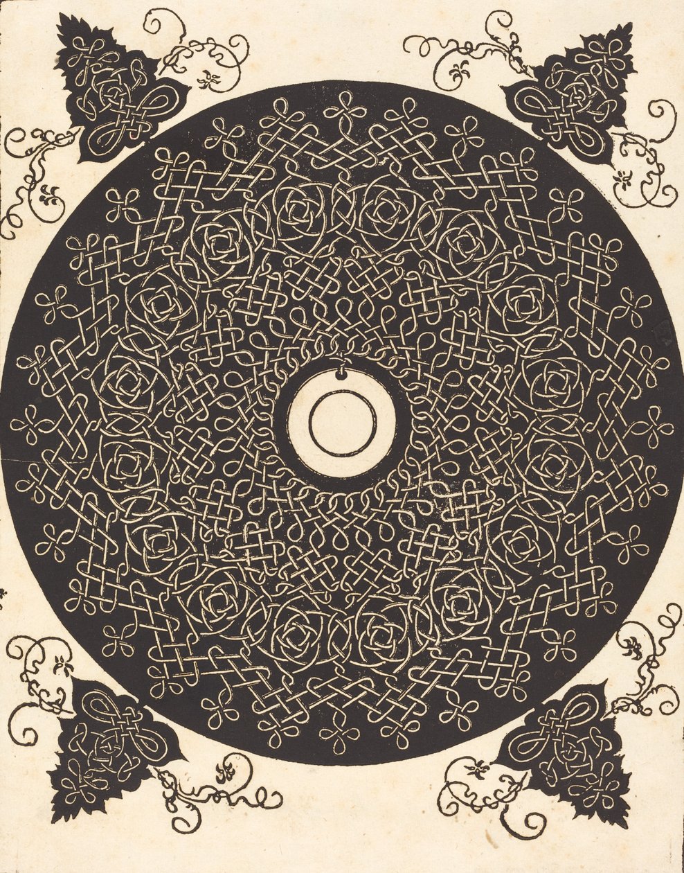 Der dritte Knoten mit einem schwarzen Kreis auf einem weißen Medaillon, wahrscheinlich 1506-1507 von Albrecht Dürer