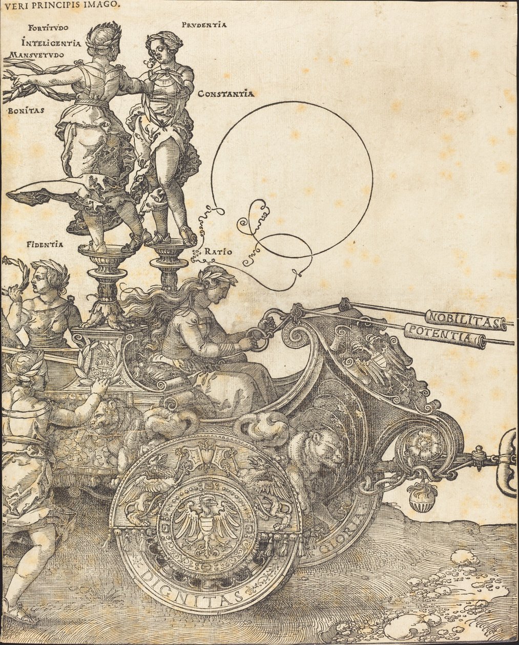 Der Triumphwagen von Maximilian I (Der große Triumphwagen) [Platte 2 von 8] von Albrecht Dürer