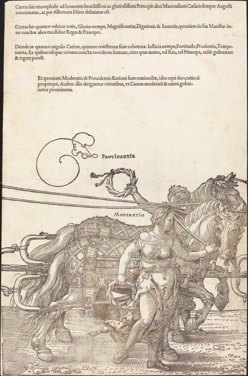 Der Triumphwagen von Maximilian I. (Der große Triumphwagen) [Tafel 3 von 8] von Albrecht Dürer