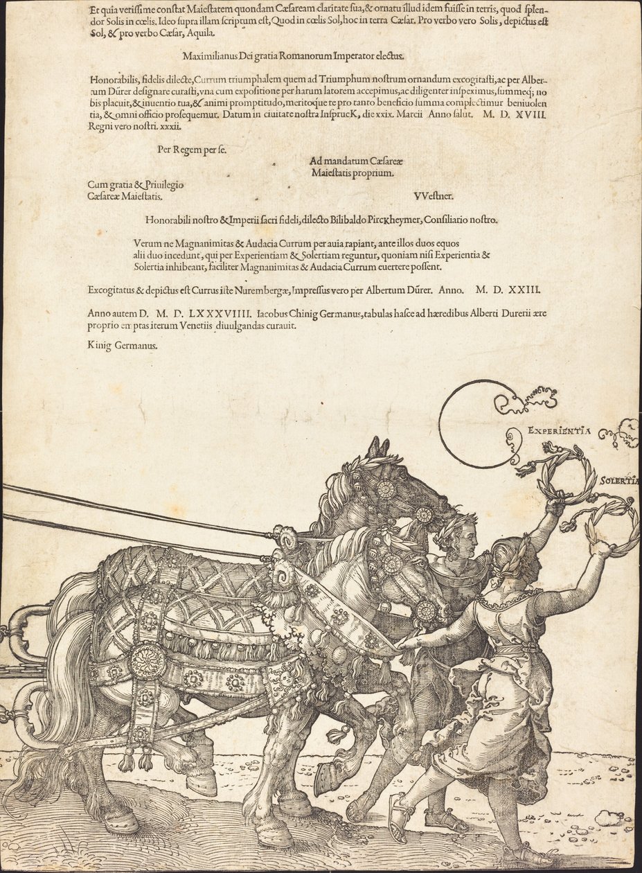 Der Triumphwagen von Maximilian I (Der große Triumphwagen) [Platte 8 von 8] von Albrecht Dürer