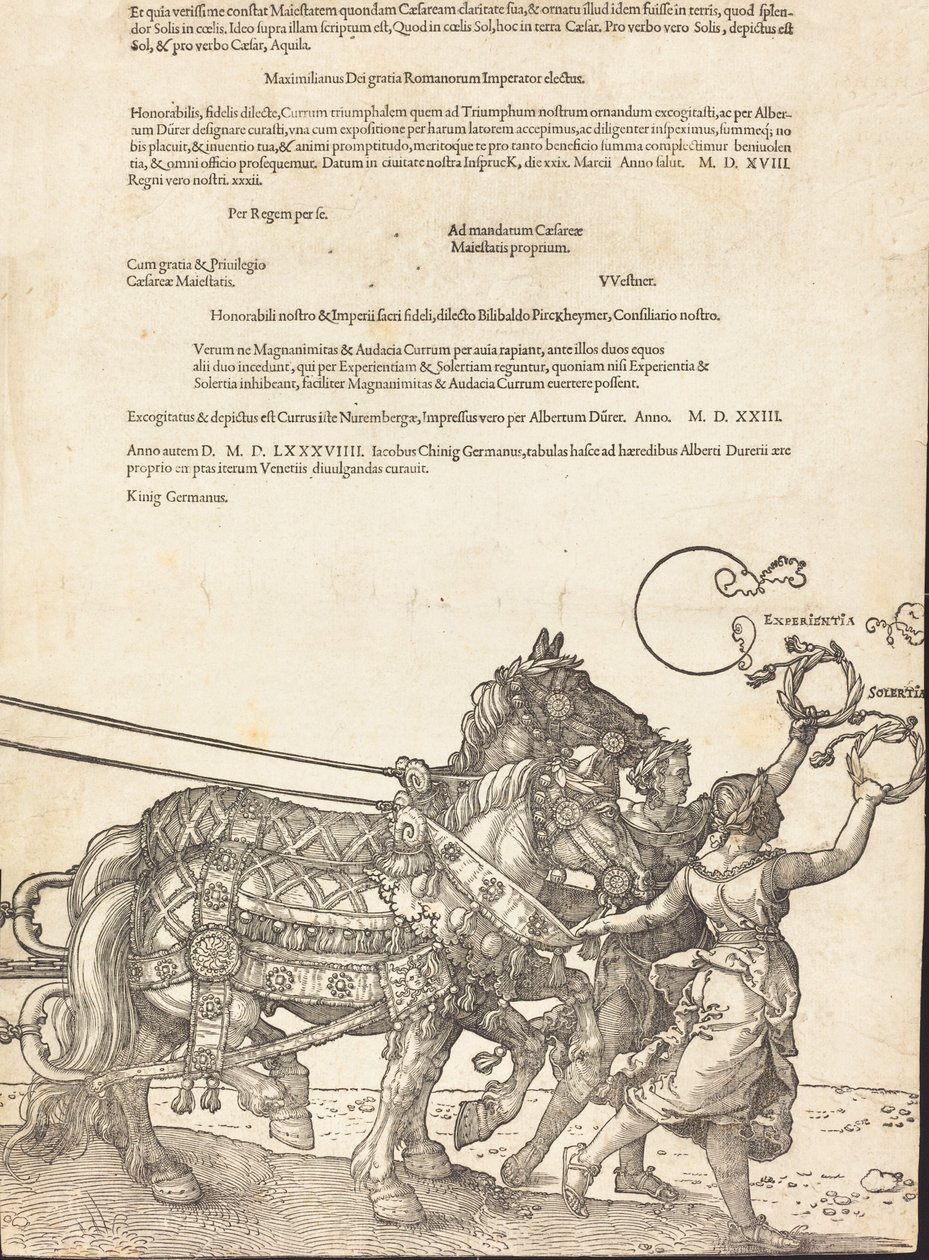 Der Triumphwagen von Maximilian I Der große Triumphwagen [Tafel 8 von 8], 1523 lateinische Ausgabe von Albrecht Dürer
