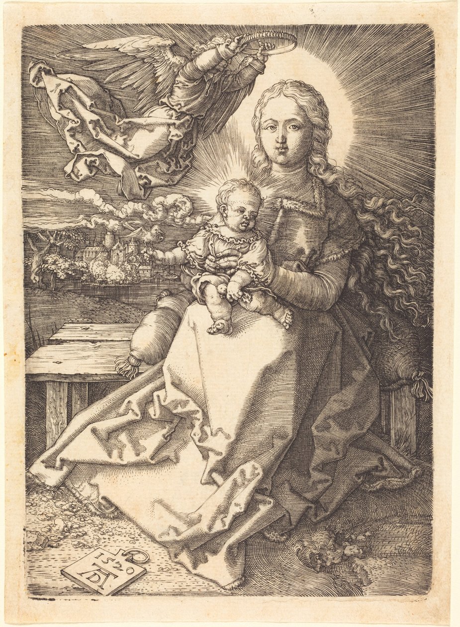 Die Jungfrau und das Kind von einem Engel gekrönt von Albrecht Dürer