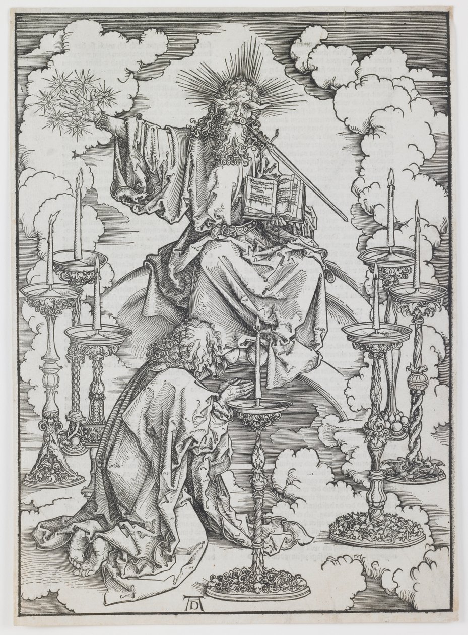 Die Vision der sieben Leuchter, aus der Serie „Die Apokalypse“ von Albrecht Dürer