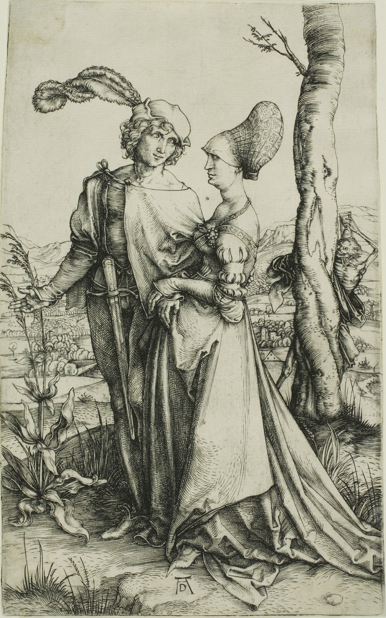 Junges Paar von Tod bedroht (Der Spaziergang) von Albrecht Dürer