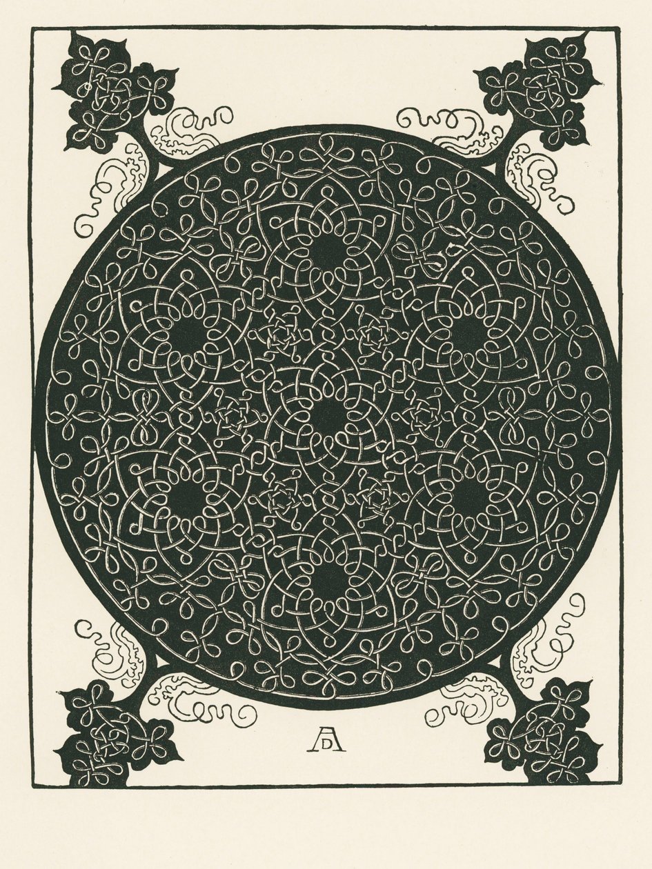 Knoten mit kleinem schwarzen Kreis in der Mitte, der sechsmal wiederholt wird von Albrecht Dürer or Duerer