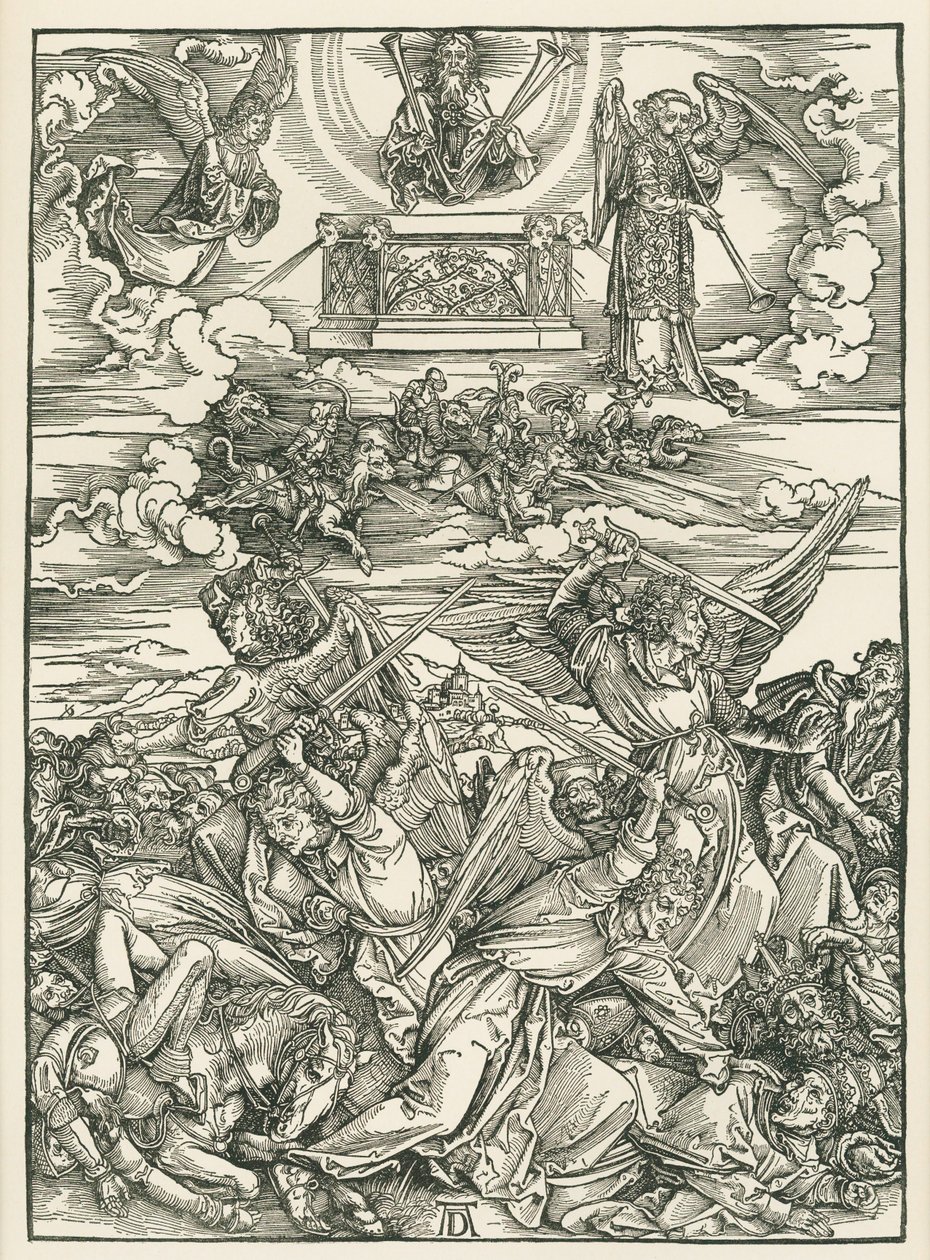 Der Kampf der Engel. Die Offenbarung des Johannes, c.1496-98 von Albrecht Dürer or Duerer
