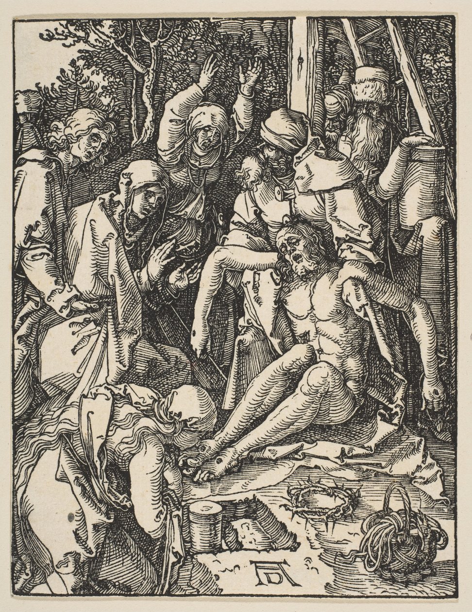 Die Beweinung, aus der Kleinen Passion, ca. 159 von Albrecht Dürer