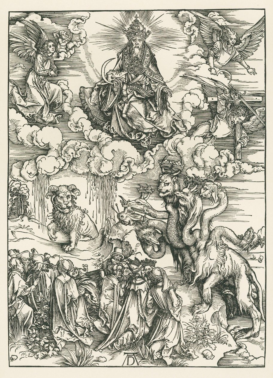 Das Seeungeheuer und das Tier mit den Lammhörnern. Die Offenbarung des Heiligen Johannes von Albrecht Dürer or Duerer