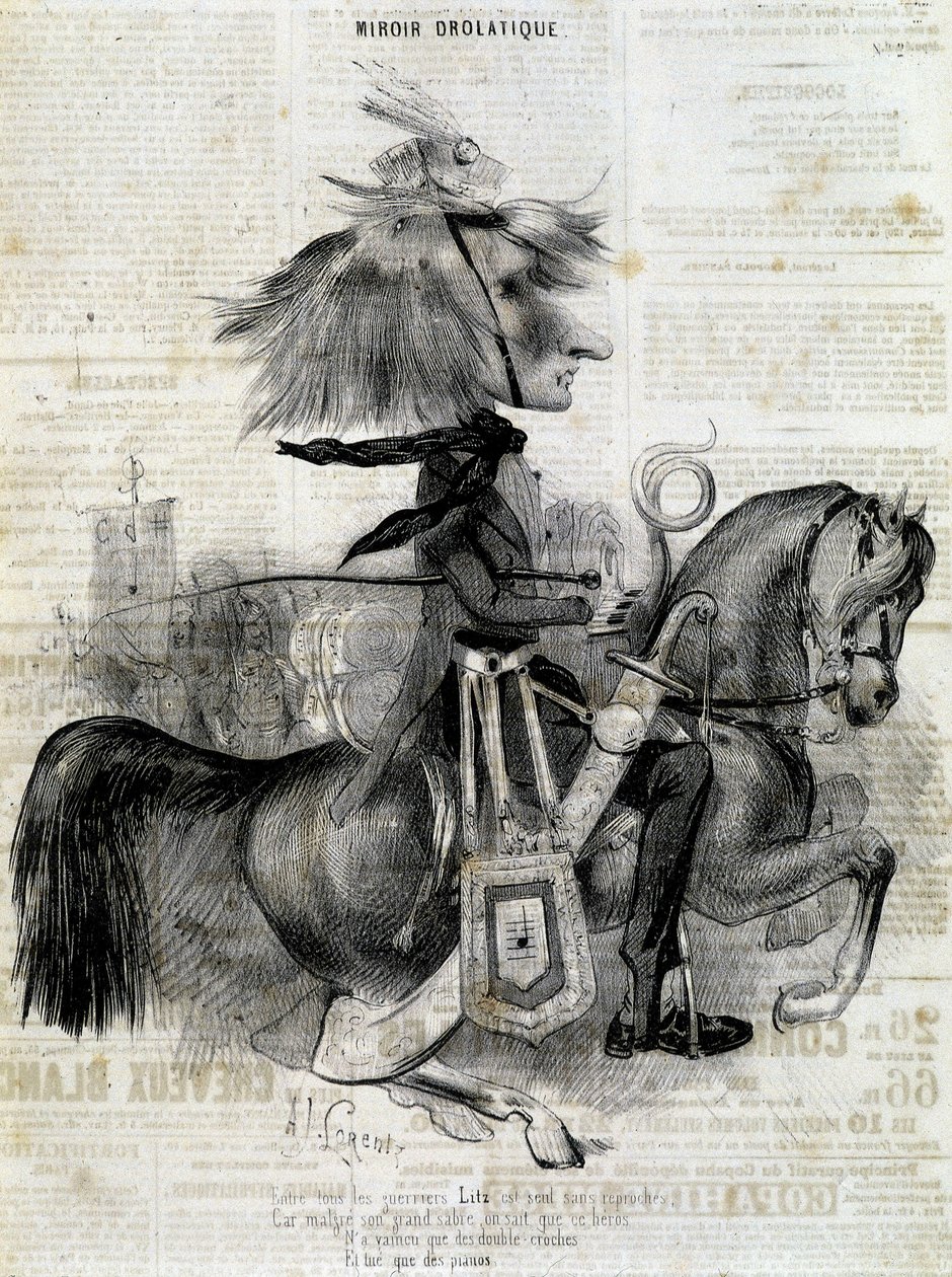 Karikatur von Franz Liszt - in „Charivari“ von Alcide Joseph Lorentz