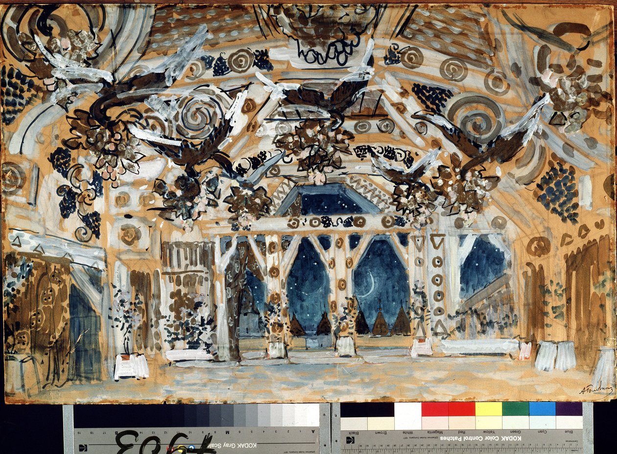 Bühnenbild für das Theaterstück Die Frau vom Meer von Aleksandr Jakovlevic Golovin