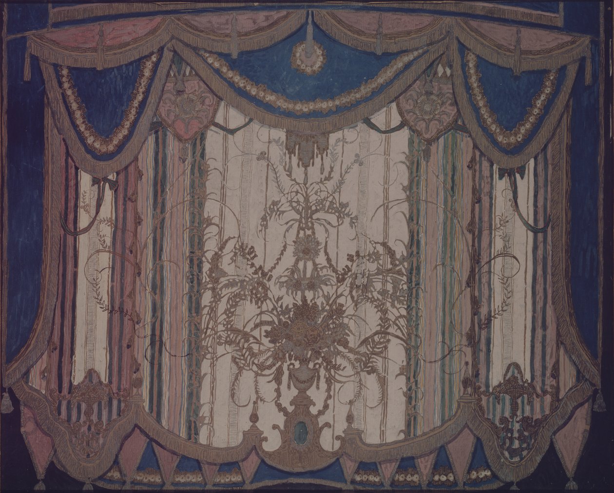 Entwurf eines Vorhangs für das Theaterstück Die Maskerade von M. Lermontow, 1917 von Aleksandr Jakovlevic Golovin