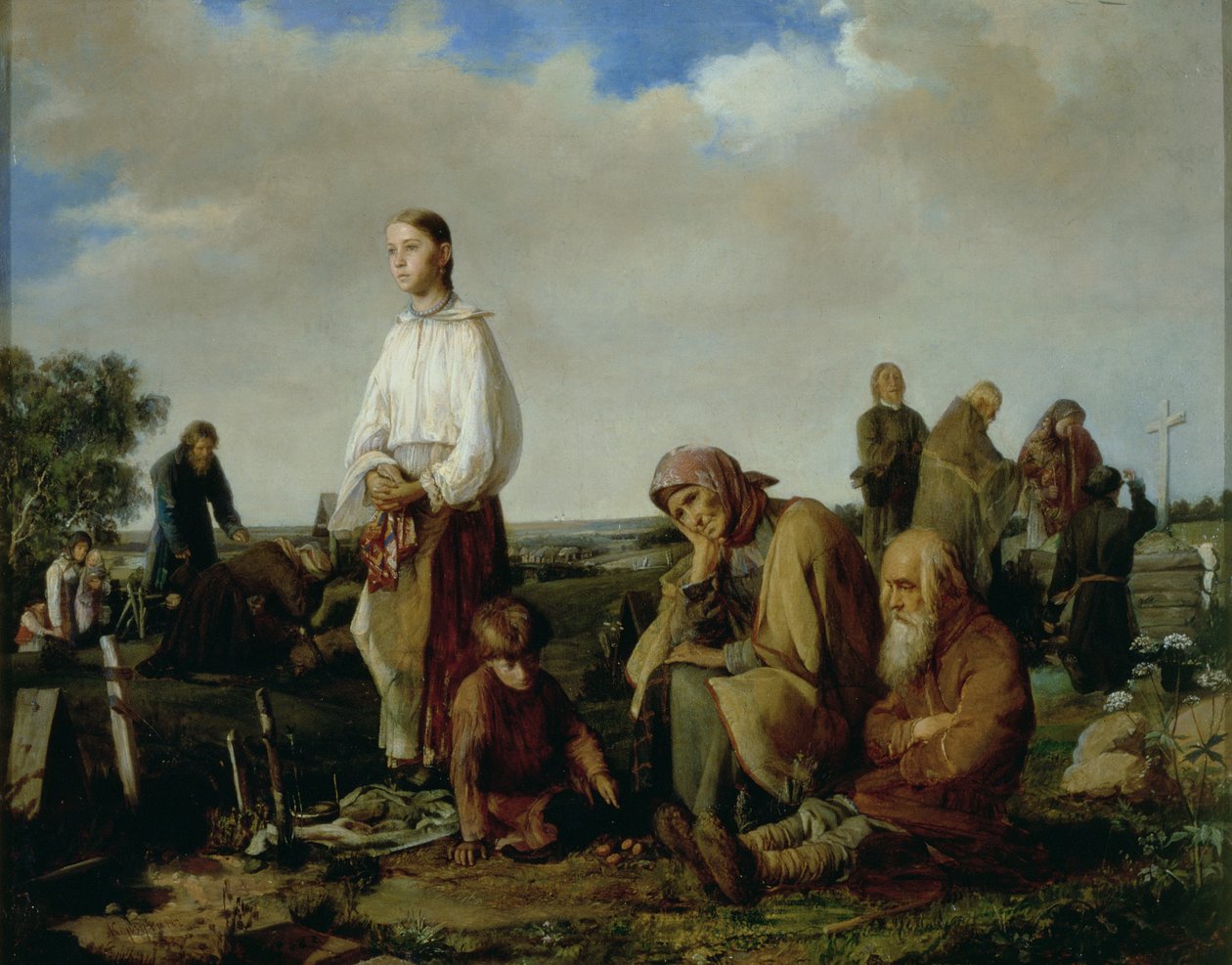 Die Totenwache auf dem Friedhof, 1865 von Aleksei Ivanovich Korzukhin
