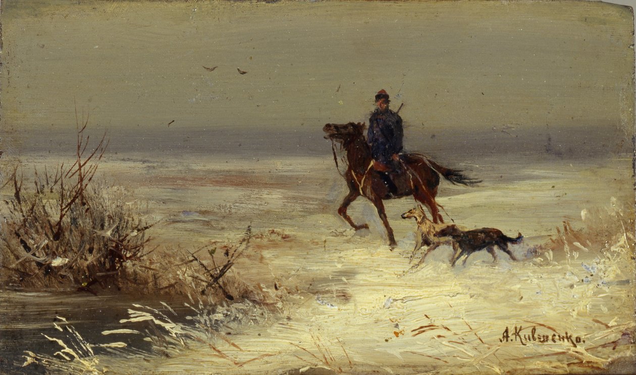 Auf der Jagd, zweite Hälfte des 19. Jahrhunderts von Aleksei Danilovich Kivshenko