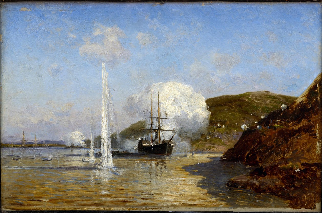Die Aktion von Nikolai Skrydlov (1844-1918) an der Donau von Aleksei Petrovich Bogolyubov