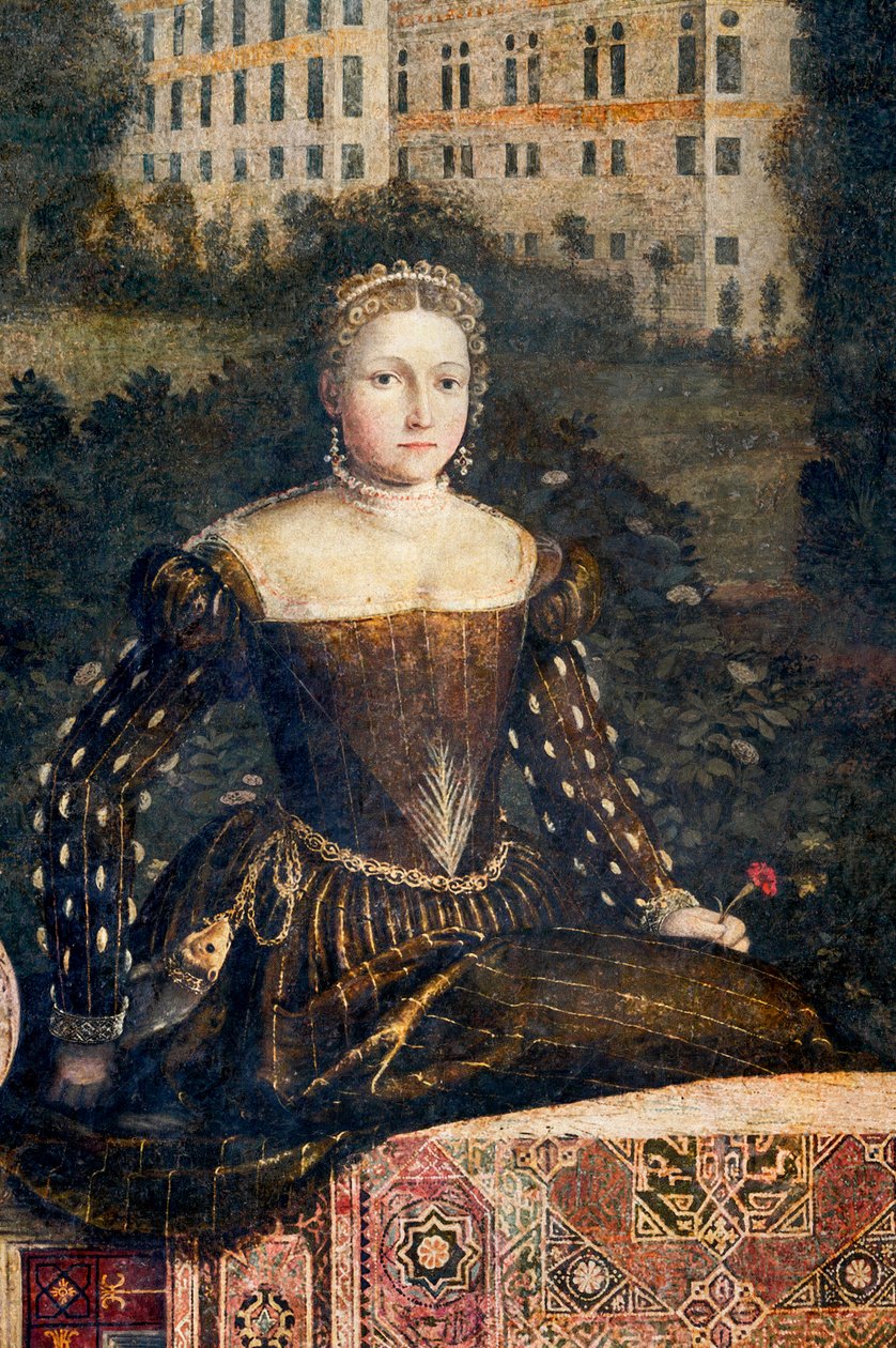Porträt einer Adligen (Detail) des kleinen Raums der edlen Damen von Alessandro Bonvicino Moretto