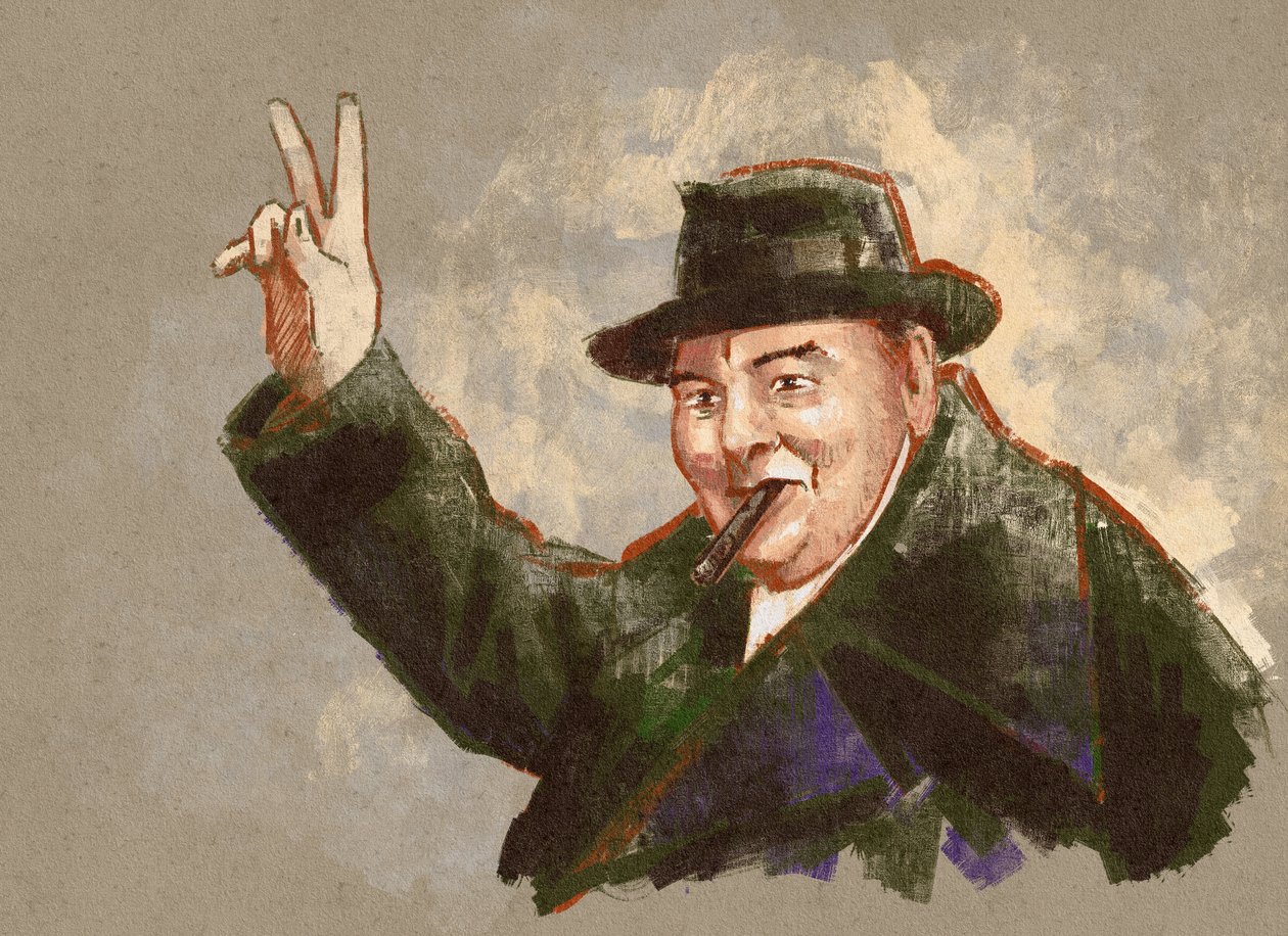 Porträt von Sir Winston Leonard Spencer Churchill (Illustration) von Alessandro Lonati