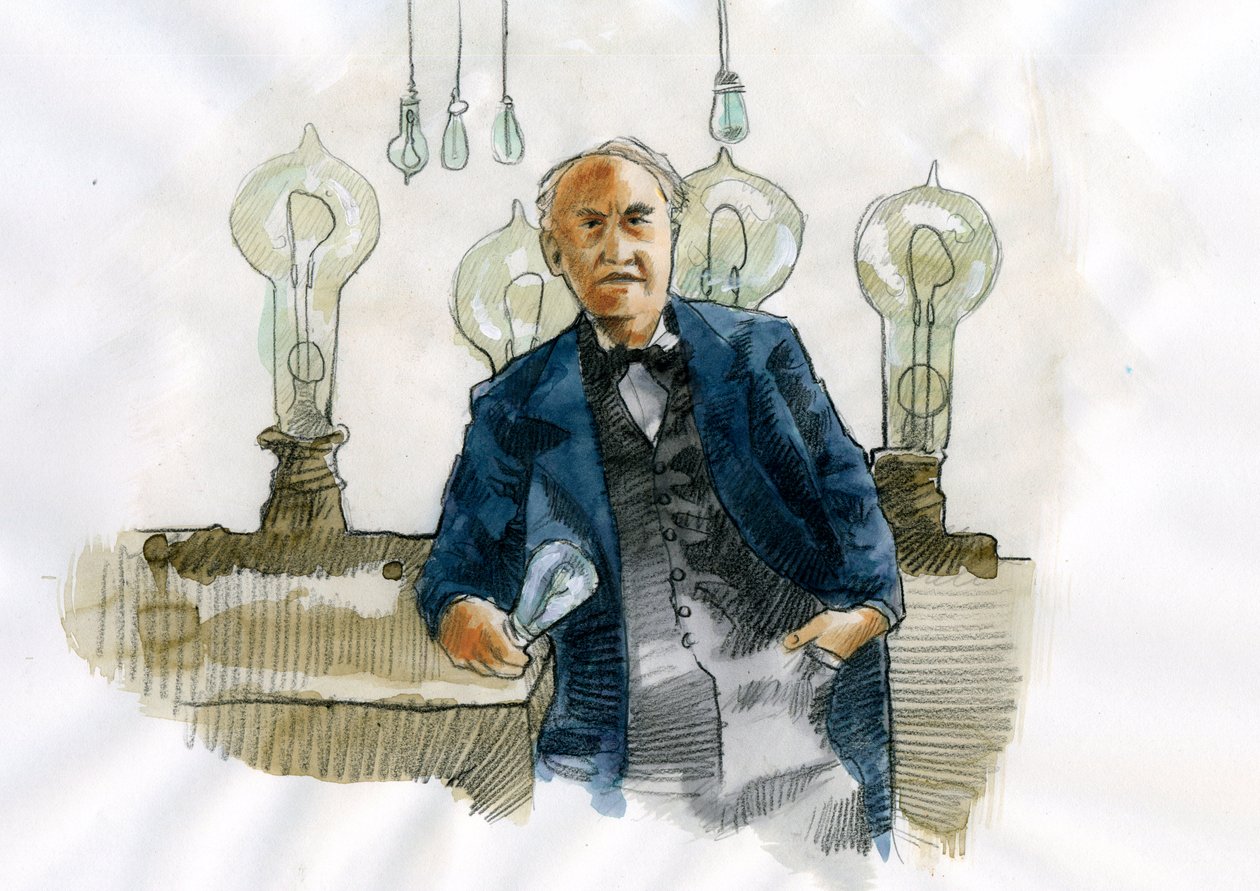 Porträt von Thomas Edison (1847-1931), amerikanischer Wissenschaftler und Erfinder von Alessandro Lonati