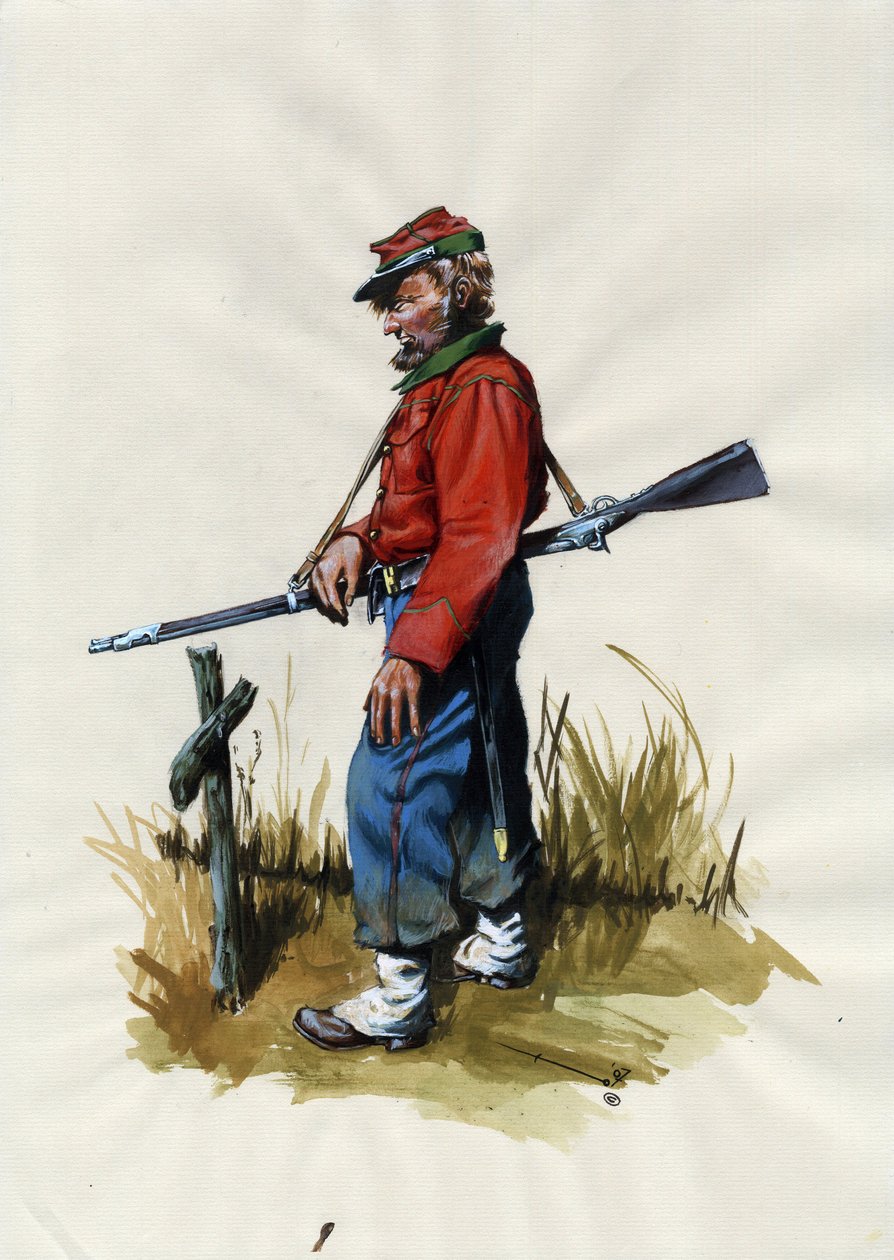 Zweites Kaiserreich (1852-1870): Italienische Einigung (Risorgimento), Freiwilliger der Garibaldi-Armee, bekannt als „Rothemden“-Kämpfer für die Sache von Giuseppe Garibaldi (1807-1882) in Italien von Alessandro Lonati
