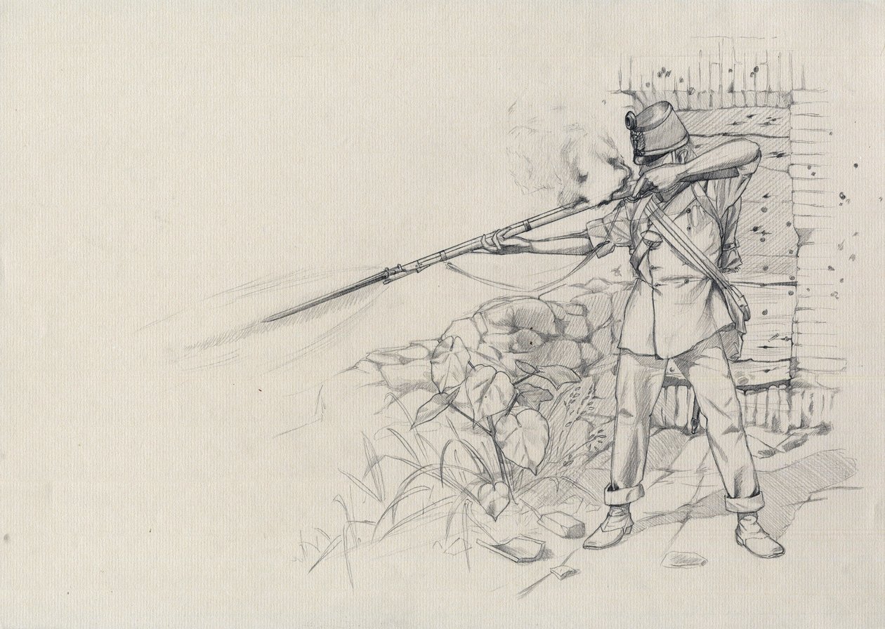 Zweites Kaiserreich (1852-1870): Infanterist beim Schießen, Soldat der österreichischen Armee, österreichisch-ungarisch. von Alessandro Lonati